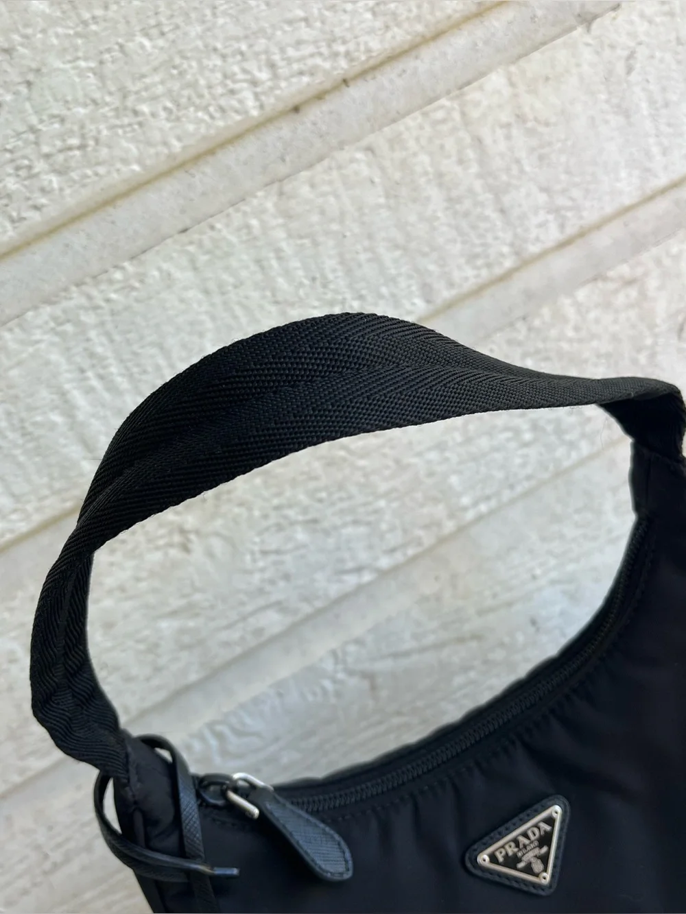 PRADA Re-Edition 2000 Black Nylon Hobo Baguette Shoulder Bag Galleria